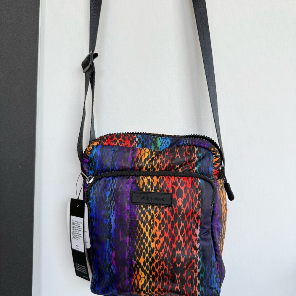 Tahari Multicolor Snake Print Crossbody Bag, Nylon